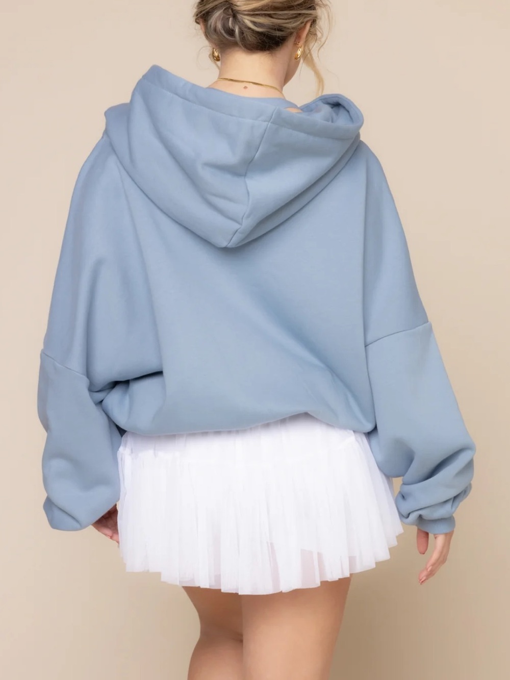 NEW Popflex Dusty Blue Zip Cloud Hoodie in “Blue Storm” - Picture 4 of 9